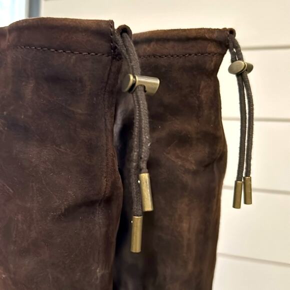 BORN Laguna Tall Leather Knee High Riding Boots w/ Drawstring Dark Brown Size 7 - Picture 6 of 9